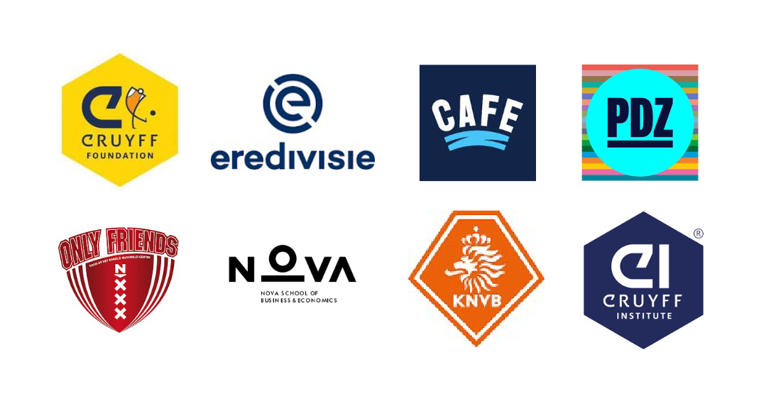 Partner Logos - Cruyff Foundation, Eredivisie, CAFE, Pakhuis de Zwijger, Sport Club Only Friends, KNVB, Cruyff Institute