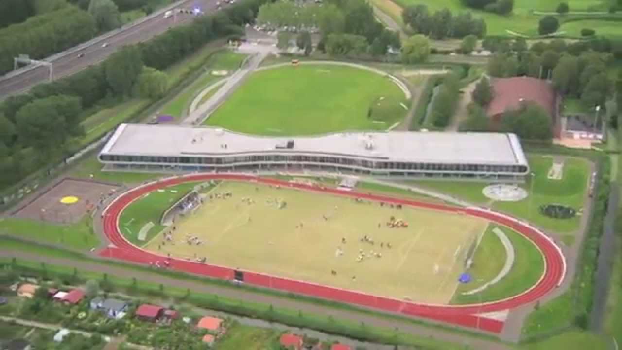 Sport Club Only Friends viewed from above with 2 football grass pitches and a sports facility